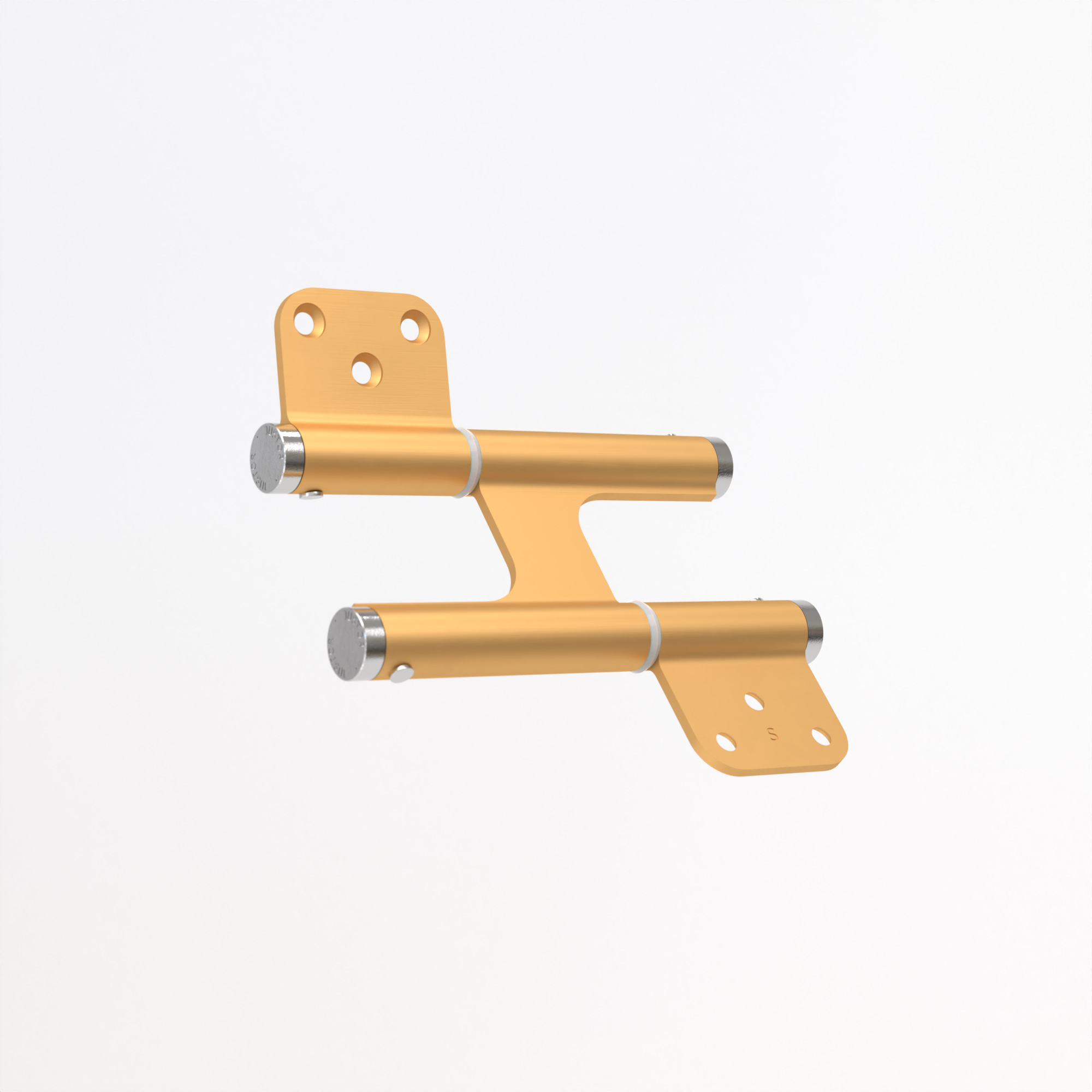 Charnière va et vient à ressort, 120X35 mm, mouvement 180 °, en aluminum anodisée or, posée totalement en applique, - Jaune / doré, Aluminium – Image 2