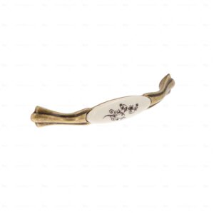 Poignée pour meubles en zamac et Porcelaine Entraxe 128mm Florence antique – Marron, Zamak