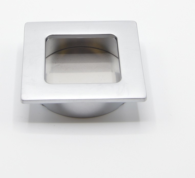 Poignée cuvette carrée de meuble en zamac 50x50 mm CHROMÉ MAT - Jaune / doré, Zamak