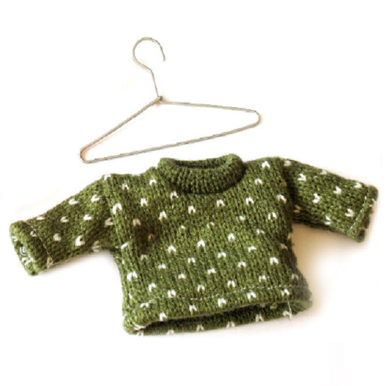 Pull en laine vert 14x1xh7cm avec cintre h 9cm Lot de 12 – Image 2