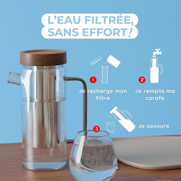 Recharge pour carafe filtrante PFAS ou nitrates Charbon actif lot 3 filtres - Noir – Image 3