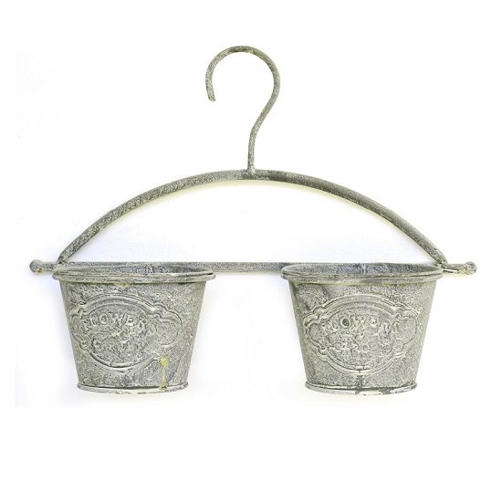 Double Pots à suspendre en métal gris - Gris / argent