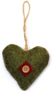 Coeur en feutre Vert, décoration de la Saint-Valentin 7x3x h7cm lot de 10