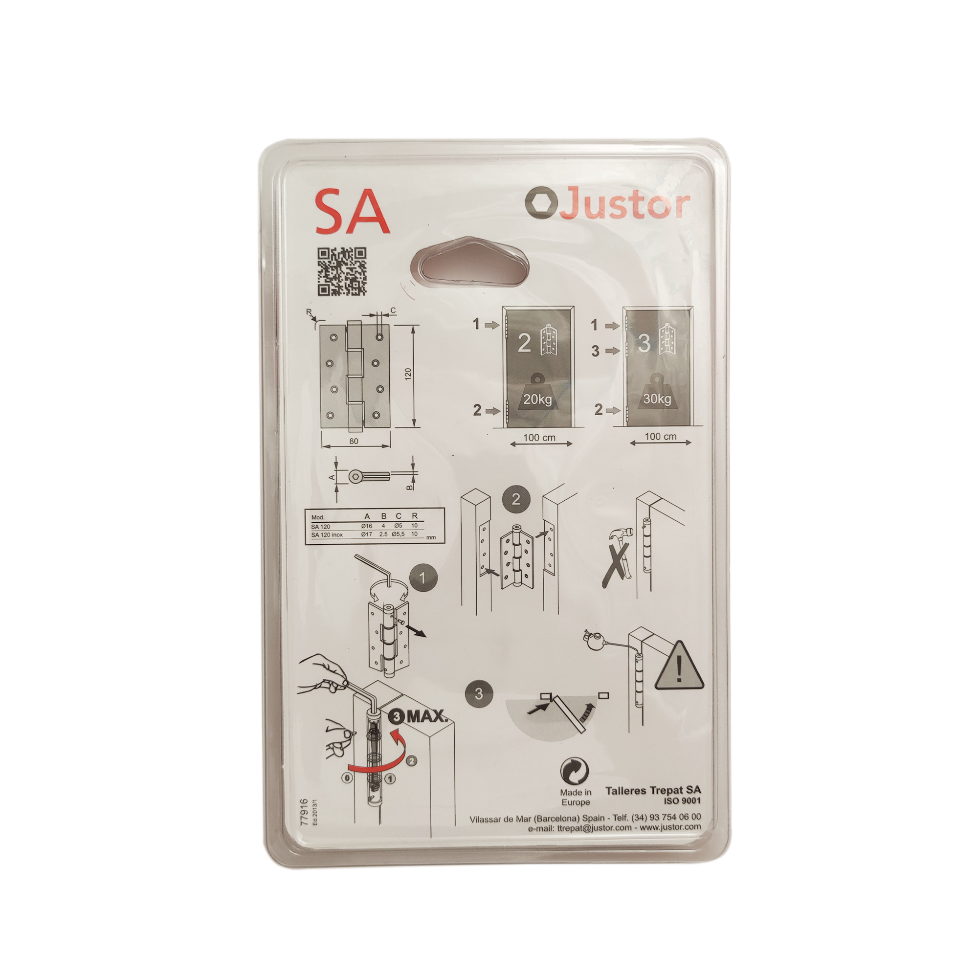 Charnière simple action à ressort, 120X40 mm, en acier inox 316, pour porte de 40 mm - Gris / argent, Acier inoxydable – Image 5