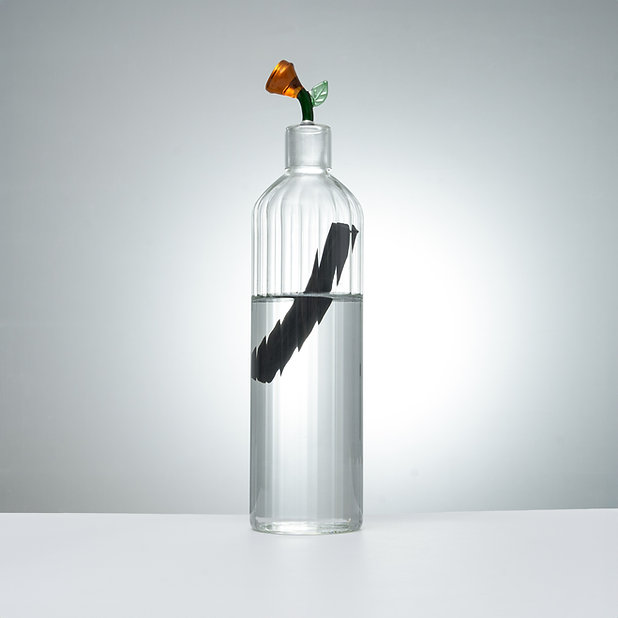Carafe filtrante économique en verre 1,1L avec charbon de bambou français - Transparent
