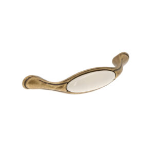 Poignée pour meubles en zamac et Porcelaine Entraxe 96mm Florence antique – Marron, Zamak