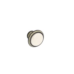 Bouton pour meubles en zamac et Porcelaine Diamètre 30mm Ivoire rustique – Beige, Zamak