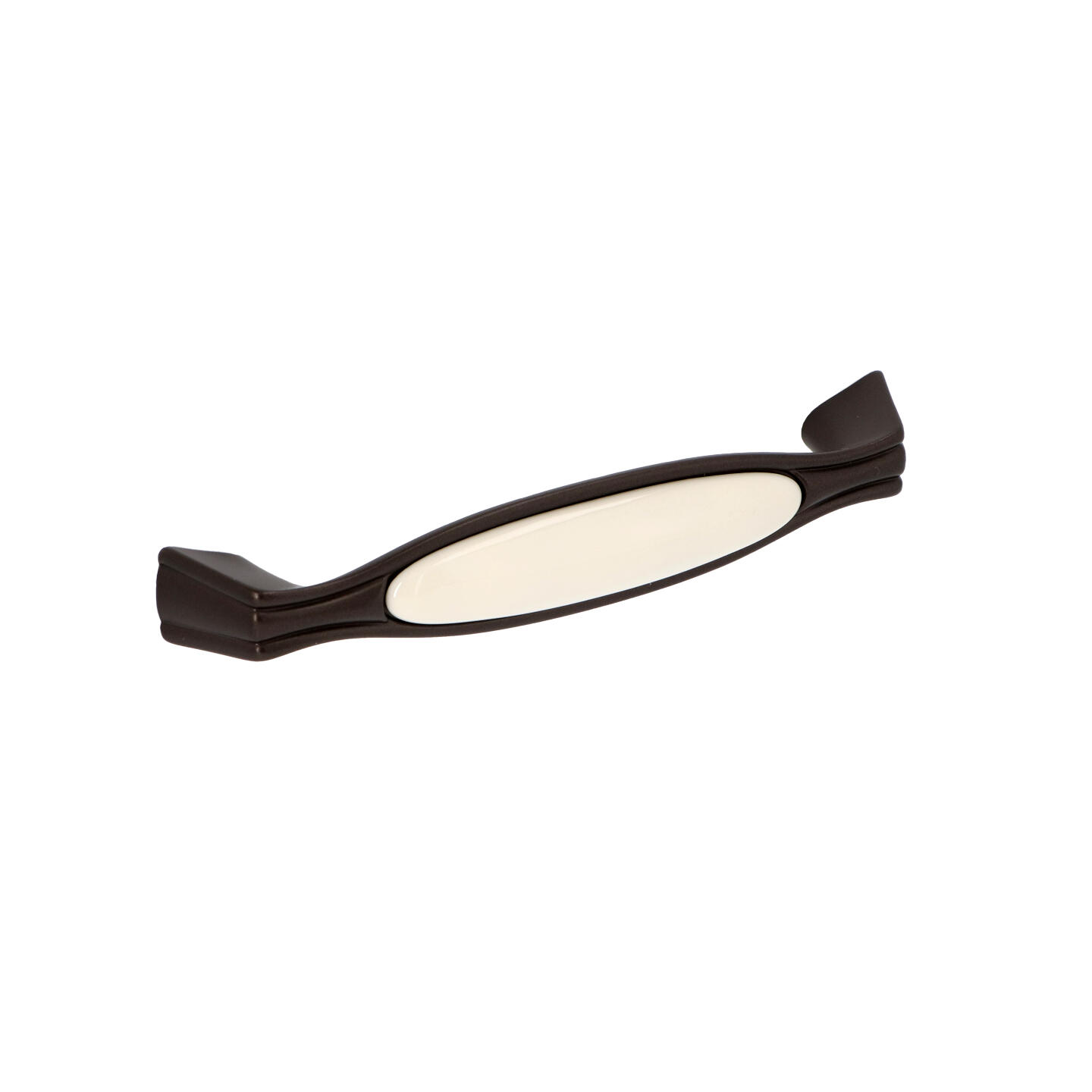 Poignée pour meubles en zamac et Porcelaine Entraxe 128mm Brun alu - Marron, Zamak