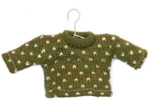 Pull en laine vert 14x1xh7cm avec cintre h 9cm Lot de 12