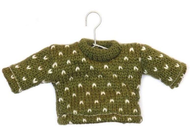 Pull en laine vert 14x1xh7cm avec cintre h 9cm Lot de 12