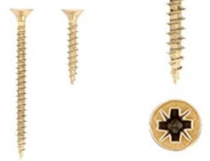 Kit composés de 2 vis 4×25 mm + 2 vis 4×50 mm Patine royale en or ivoire idéale pour fixations décoratives – Beige, Zinc