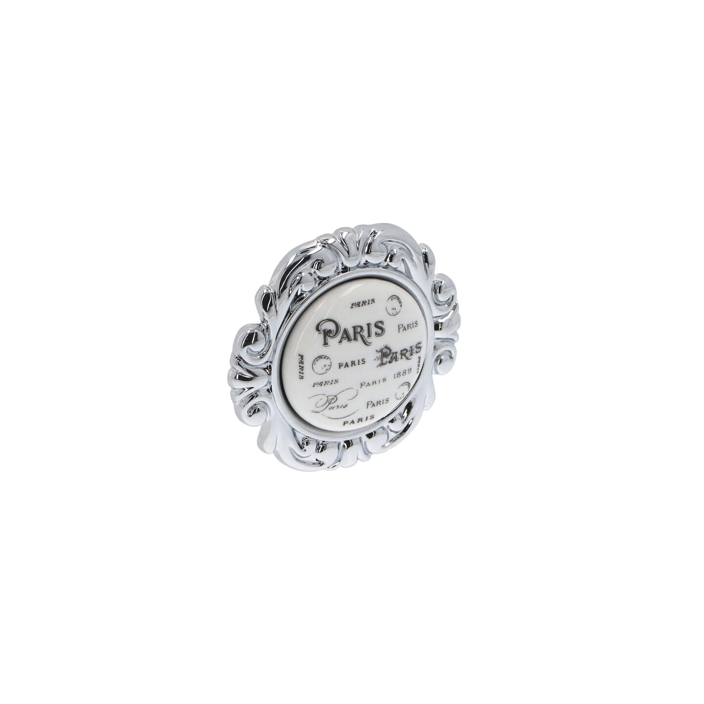 Bouton pour meubles en zamac et Porcelaine Diamètre 45mm chrome poli - Gris / argent, Zamak