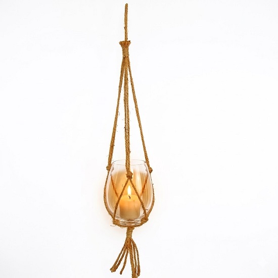 Pendent corde L 85 cm, coupe en verre - Marron – Image 2