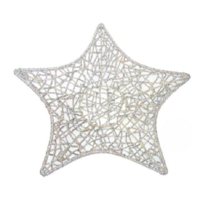Plateau étoile en métal argenté 36×31 x h 4cm lot de 2 – Gris / argent