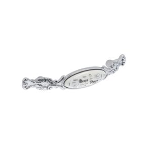 Poignée pour meubles en zamac et Porcelaine Entraxe 96mm chrome poli – Gris / argent, Zamak