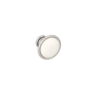 Bouton pour meubles en zamac et Porcelaine Diamètre 34mm Vieil argent rayé – Gris / argent, Zamak