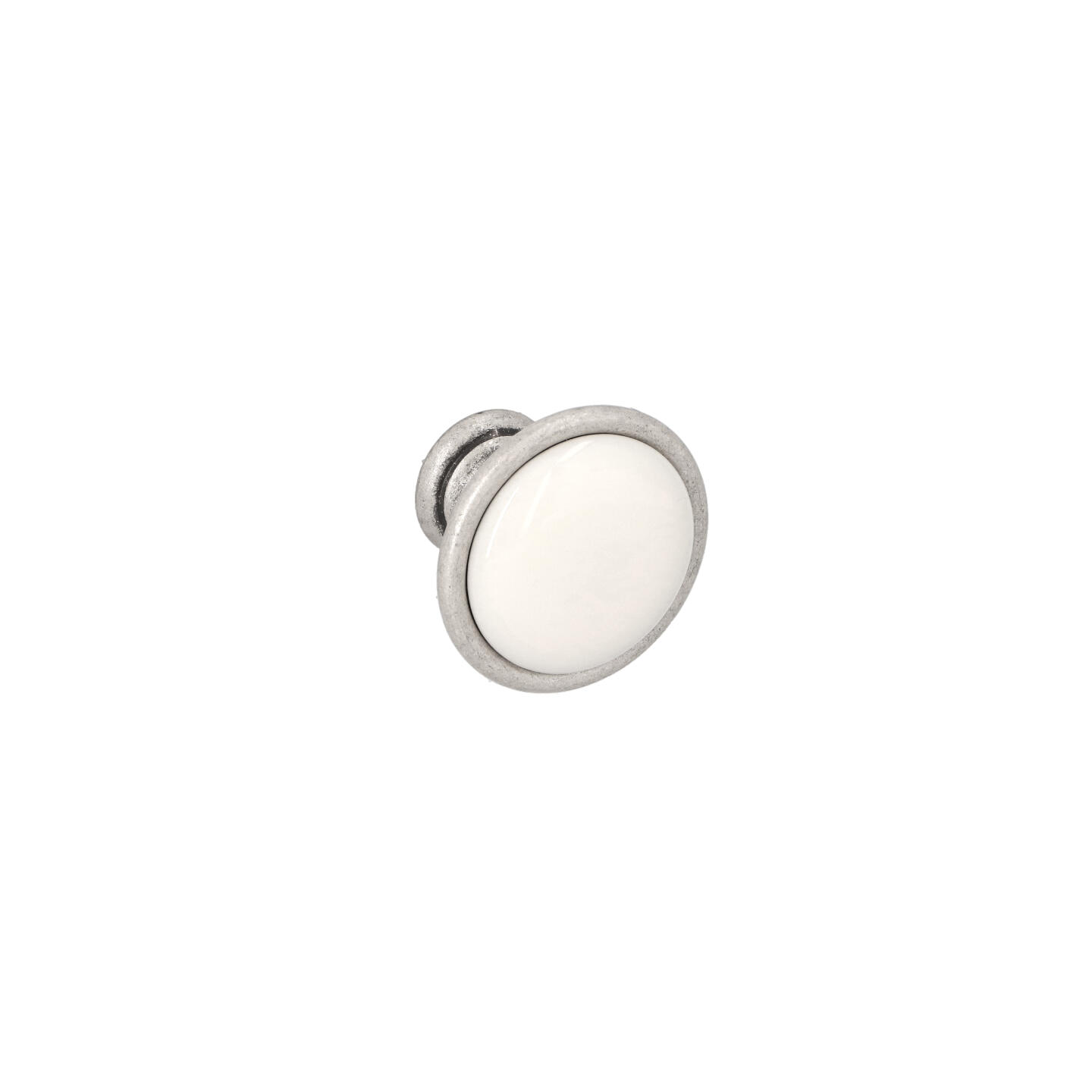 Bouton pour meubles en zamac et Porcelaine Diamètre 34mm Vieil argent rayé - Gris / argent, Zamak