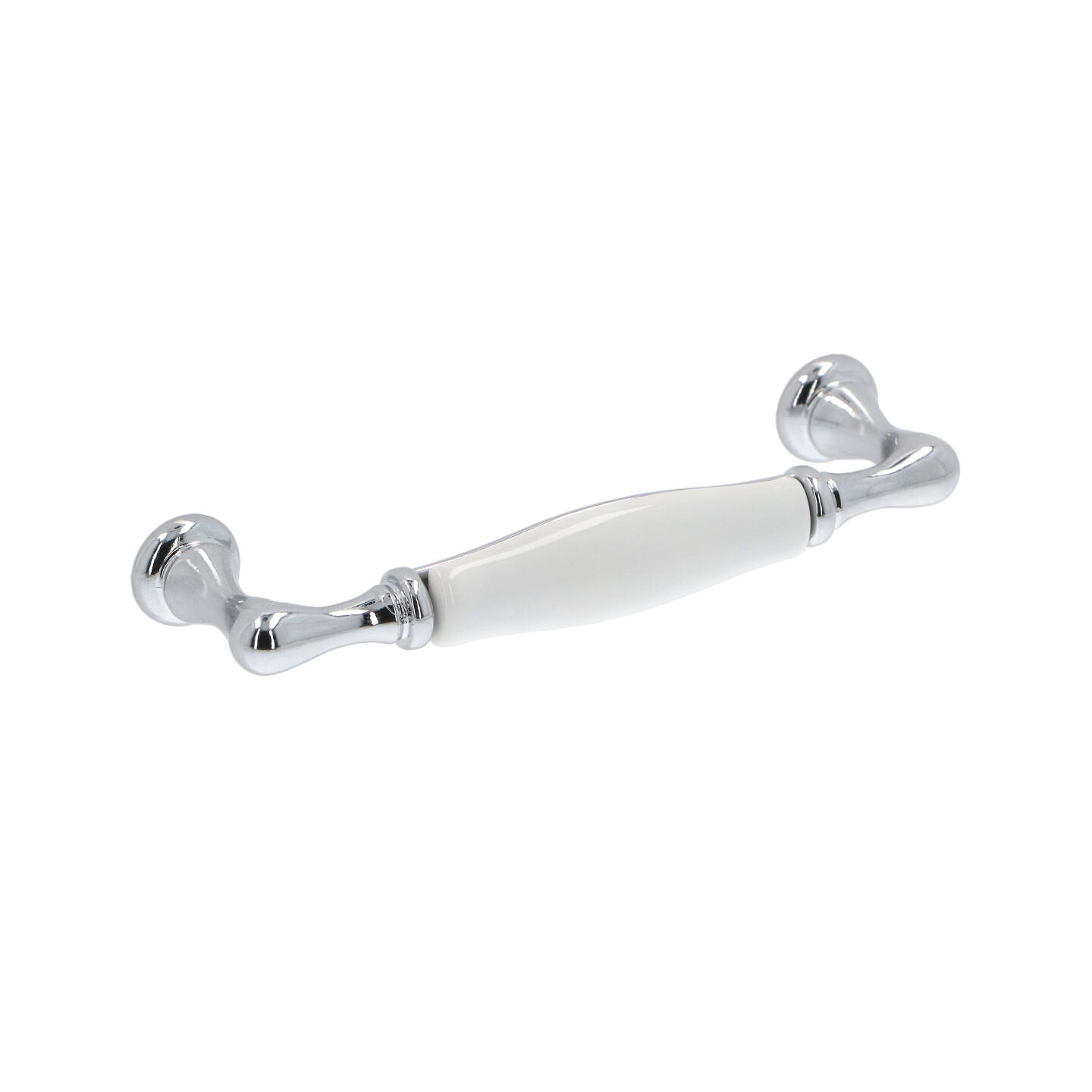 Poignée pour meubles en zamac et porcelaine Entraxe 96mm chrome poli - Gris / argent, Zamak