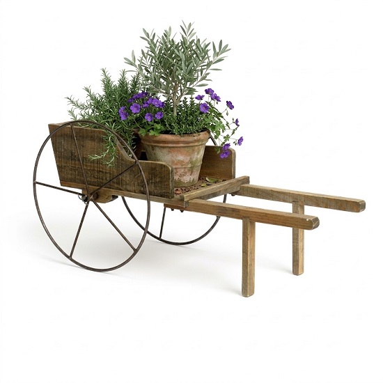Brouette décorative en bois 63x33 x h31cm livrée démontée - Marron – Image 2