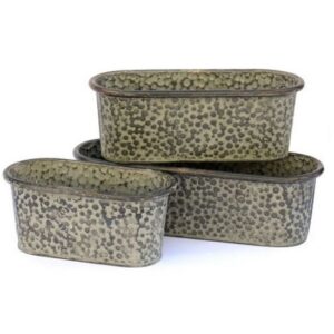 Jardinières ovales en métal 2 de 20×10,5 x h9cm plus 2 de 25×10,5 x h9cm plus 2 de 30×10,5 x h9cm lot de 2 – Gris / argent