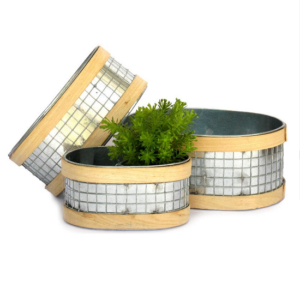 Pots ovales en zinc - Gris / argent, Acier zingué