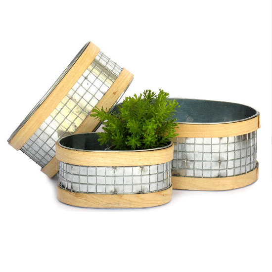 Pots ovales en zinc - Gris / argent, Acier zingué