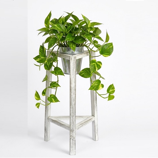 Trépied avec 1 pot en métal - Gris / argent, Bois – Image 2
