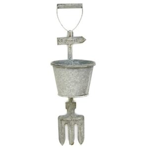 Jardinière a suspendre en métal gris 12×13 x h40cm – Gris / argent