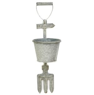 Jardinière a suspendre en métal gris 12x13 x h40cm - Gris / argent