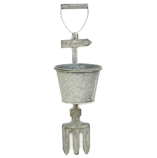 Jardinière a suspendre en métal gris 12x13 x h40cm - Gris / argent