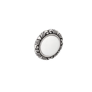 Bouton pour meubles en zamac et Porcelaine Diamètre 41mm Vieil argent brillant – Gris / argent, Zamak