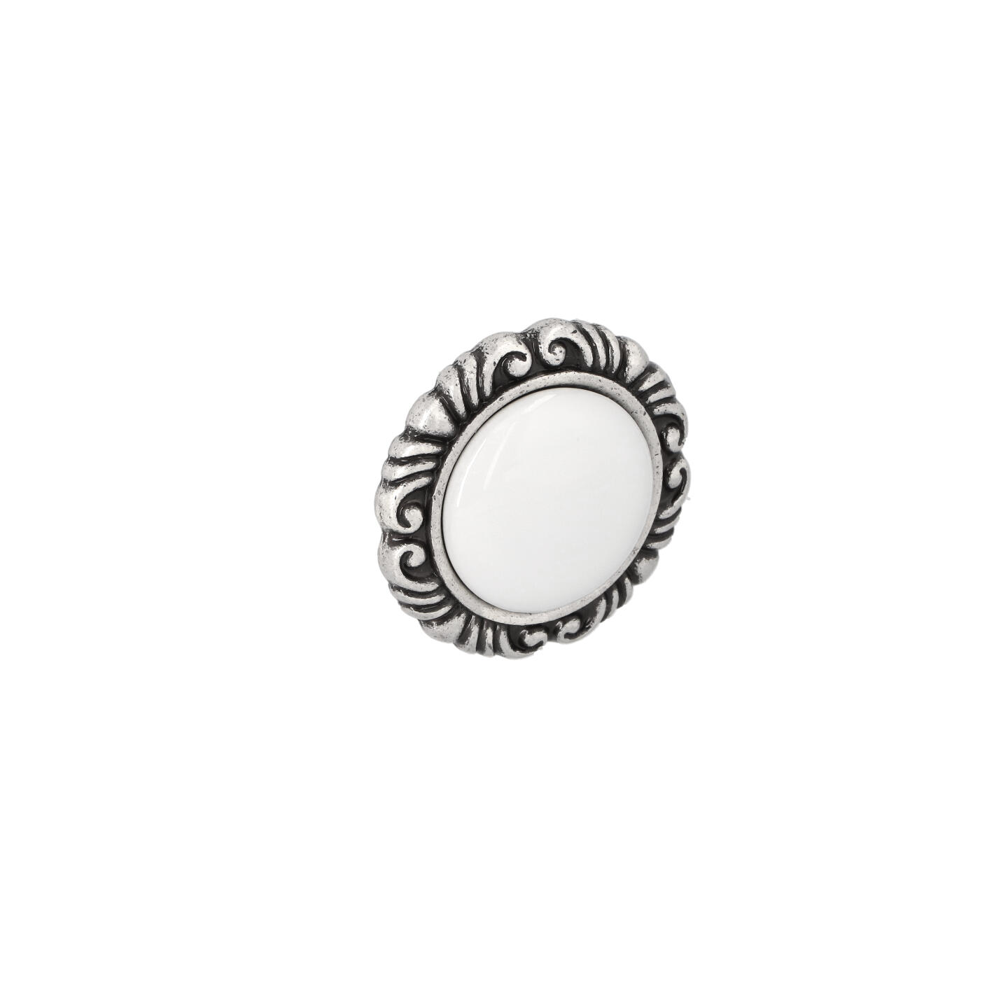 Bouton pour meubles en zamac et Porcelaine Diamètre 41mm Vieil argent brillant - Gris / argent, Zamak