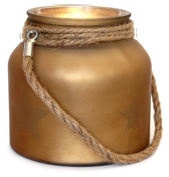Bougeoir en verre doré, H 15,5 cm - Jaune / doré, Cristal – Image 2