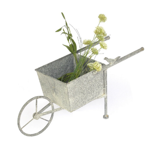 Jardinière Brouette en métal gris. - Gris / argent – Image 2