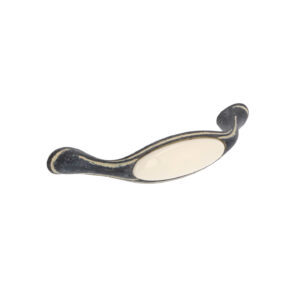 Poignée pour meubles en zamac et Porcelaine Entraxe 96mm Ivoire rustique – Beige, Zamak
