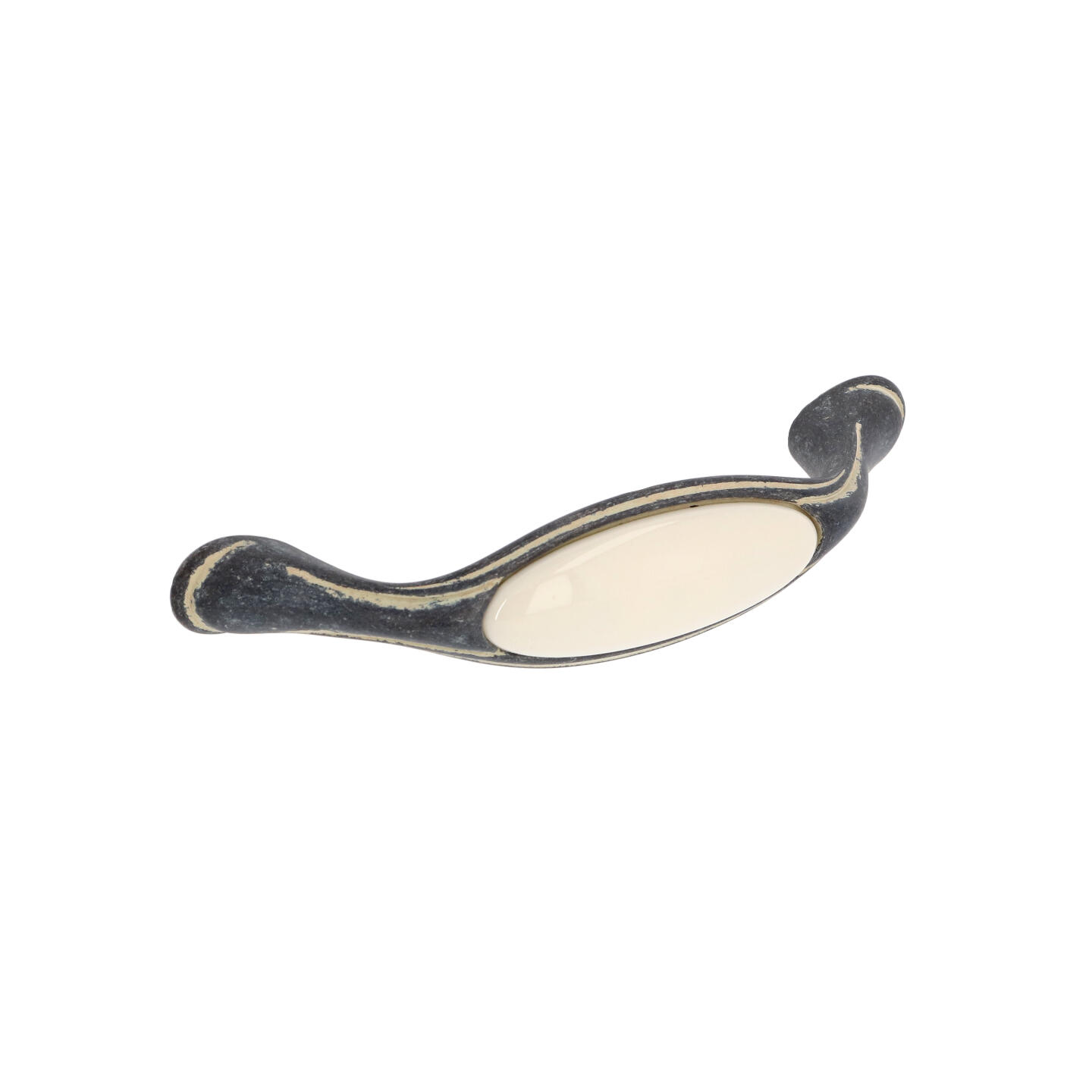 Poignée pour meubles en zamac et Porcelaine Entraxe 96mm Ivoire rustique - Beige, Zamak