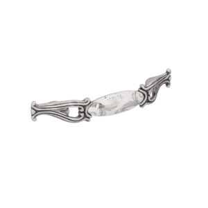Poignée pour meubles en zamac et Porcelaine Entraxe 96mm Vieil argent brillant – Gris / argent, Zamak