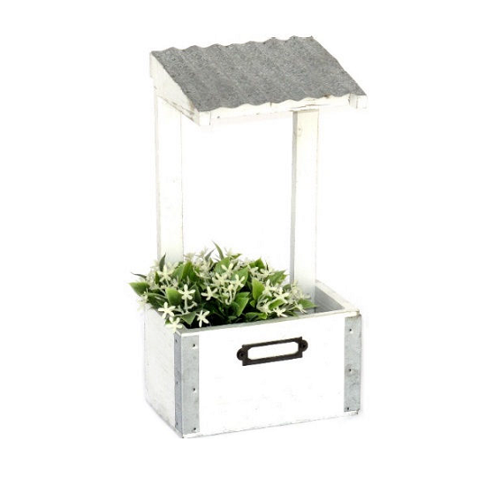 Jardinière en bois, H 9/29cm - Blanc – Image 2