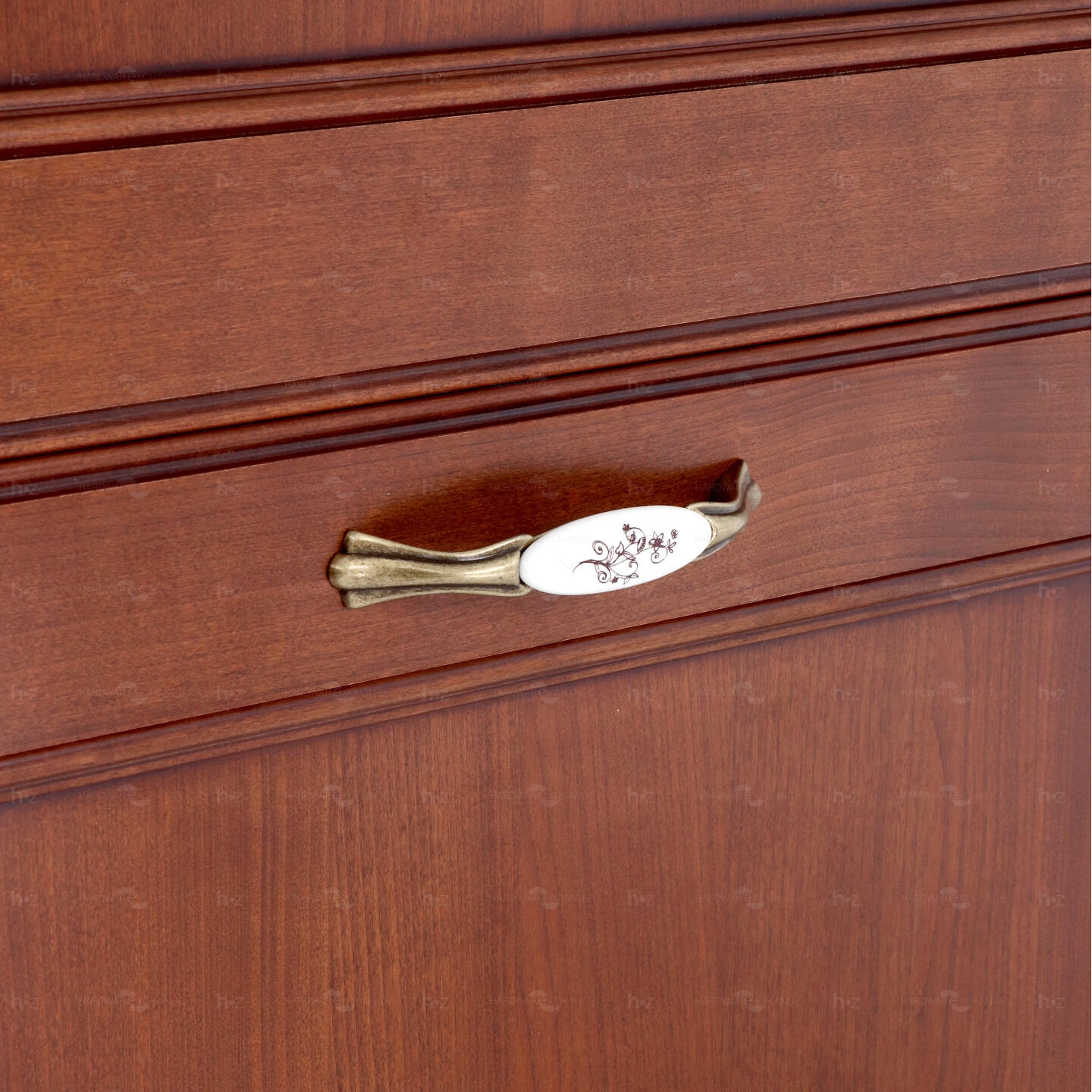 Poignée pour meubles en zamac et Porcelaine Entraxe 128mm Florence antique - Marron, Zamak - Imagen 4