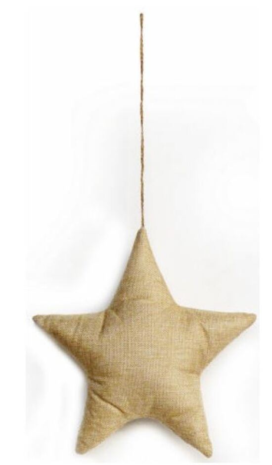 Etoile a suspendre 29 cm en fibre végétale lot de 4 pièces - Beige