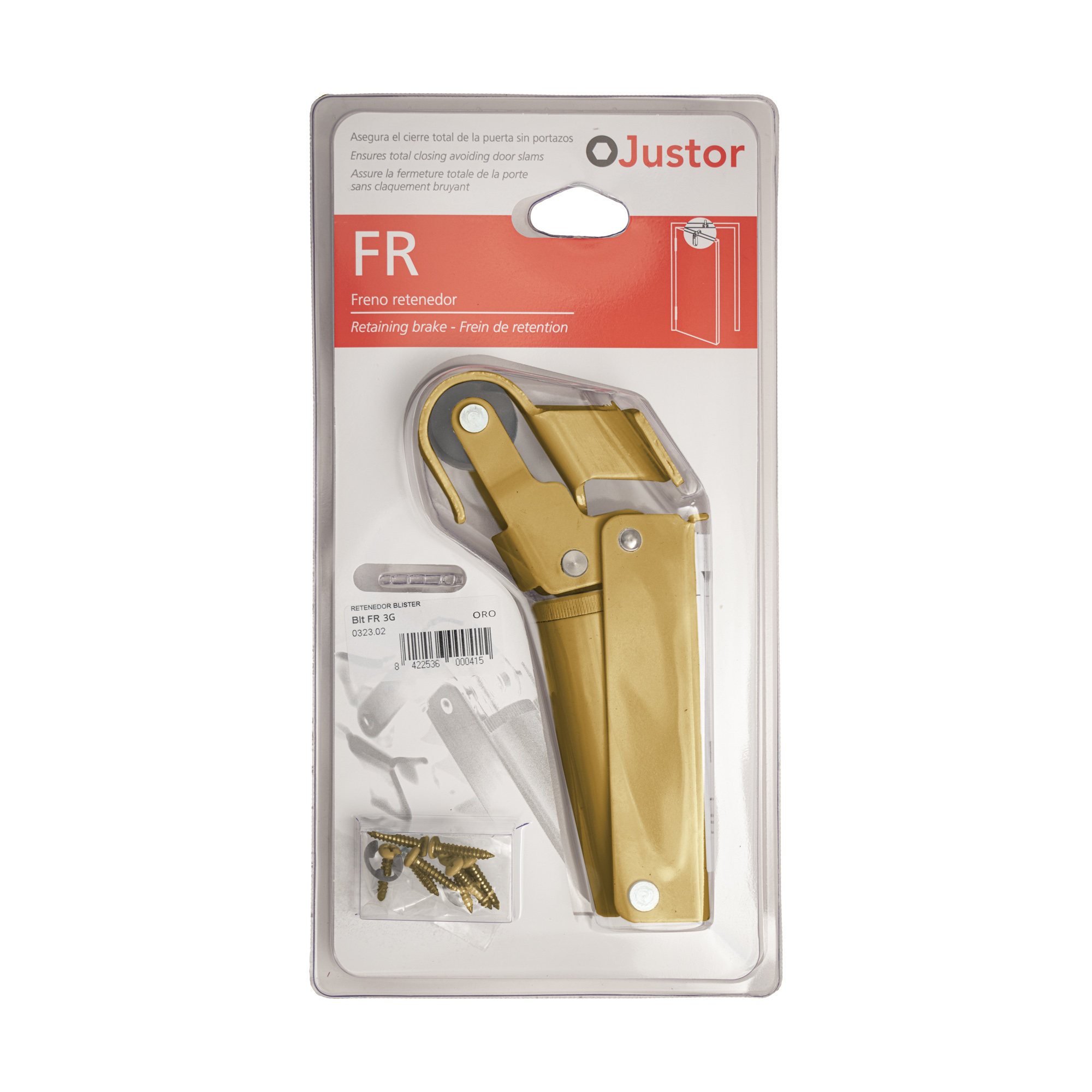 Frein rétention Réglable force 80 a 115 N, aluminium anodisé or, pour porte jusqu’à 100 KG. - Jaune / doré - Imagen 4
