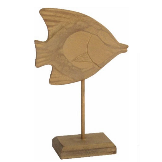Poisson décoratif en bois, 16 x 7 x h 26 cm - Marron – Image 2