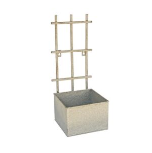 Jardinière en métal gris 18x19 x h45cm - Gris / argent