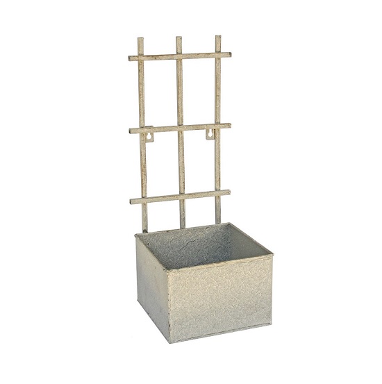 Jardinière en métal gris 18x19 x h45cm - Gris / argent
