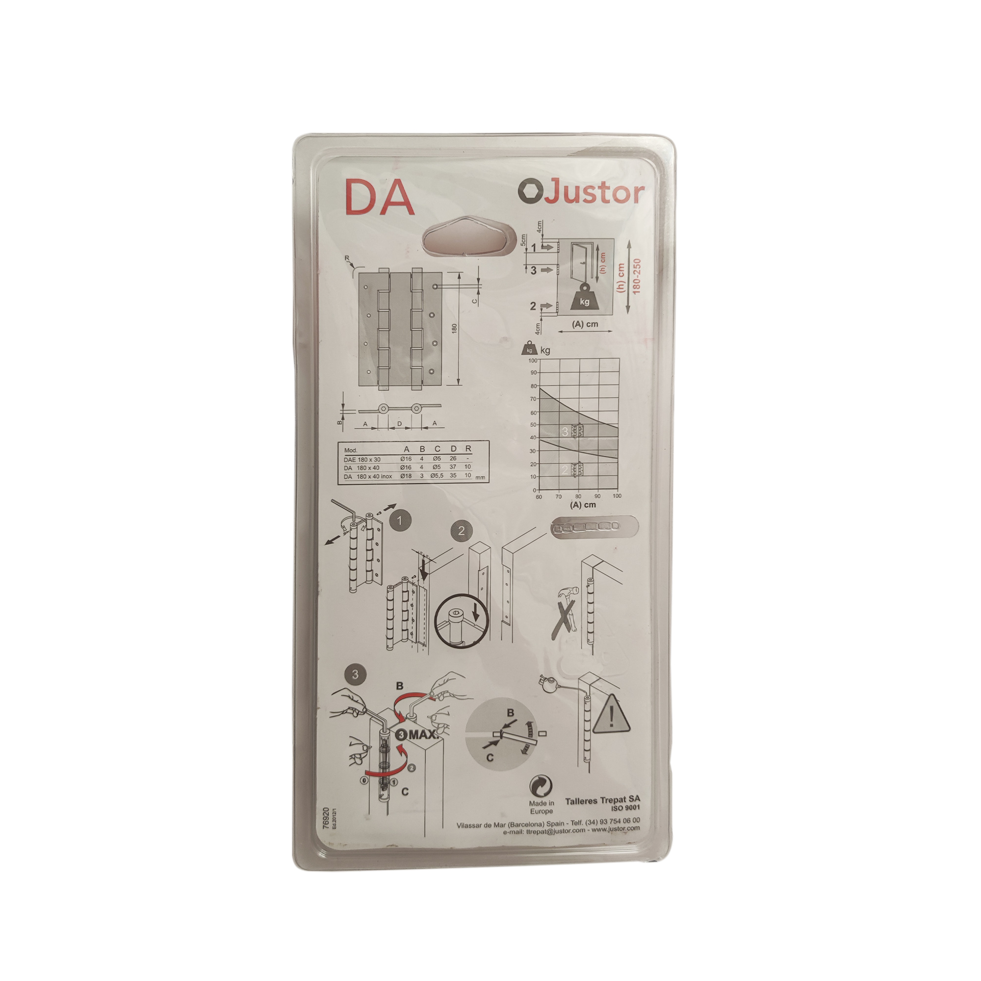 Charnière va et vient à ressort, 180X40 mm, en ACIER INOX 316, pour porte de 40 mm. - Gris / argent, Acier inoxydable – Image 5