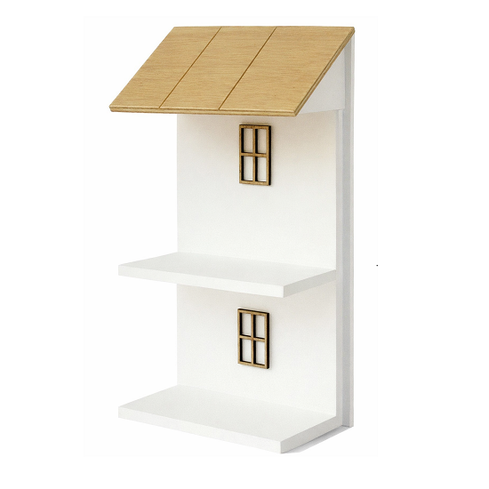 Présentoir maison en bois, H 39,5cm - Blanc - immagine 2