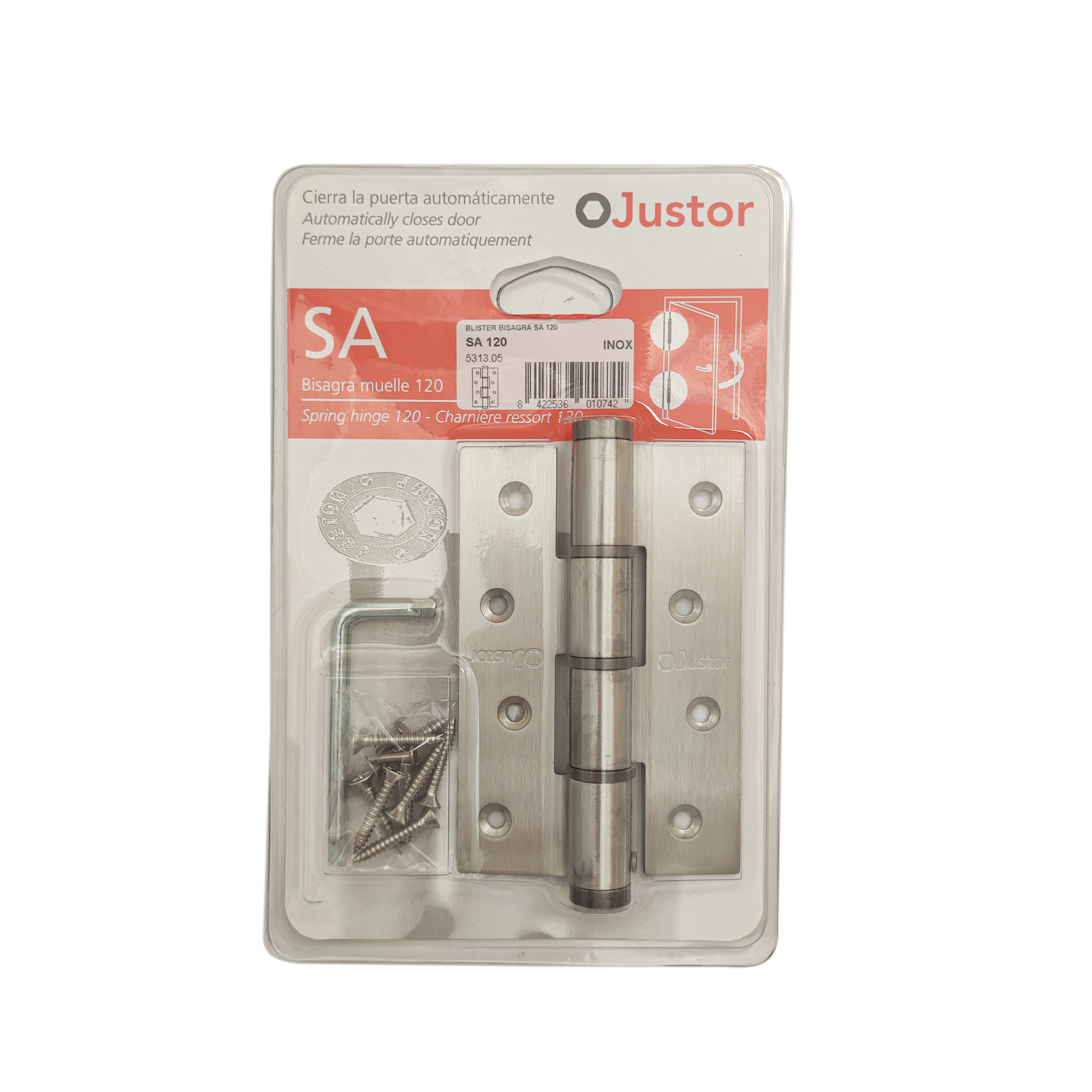 Charnière simple action à ressort, 120X40 mm, en acier inox 316, pour porte de 40 mm - Gris / argent, Acier inoxydable – Image 4