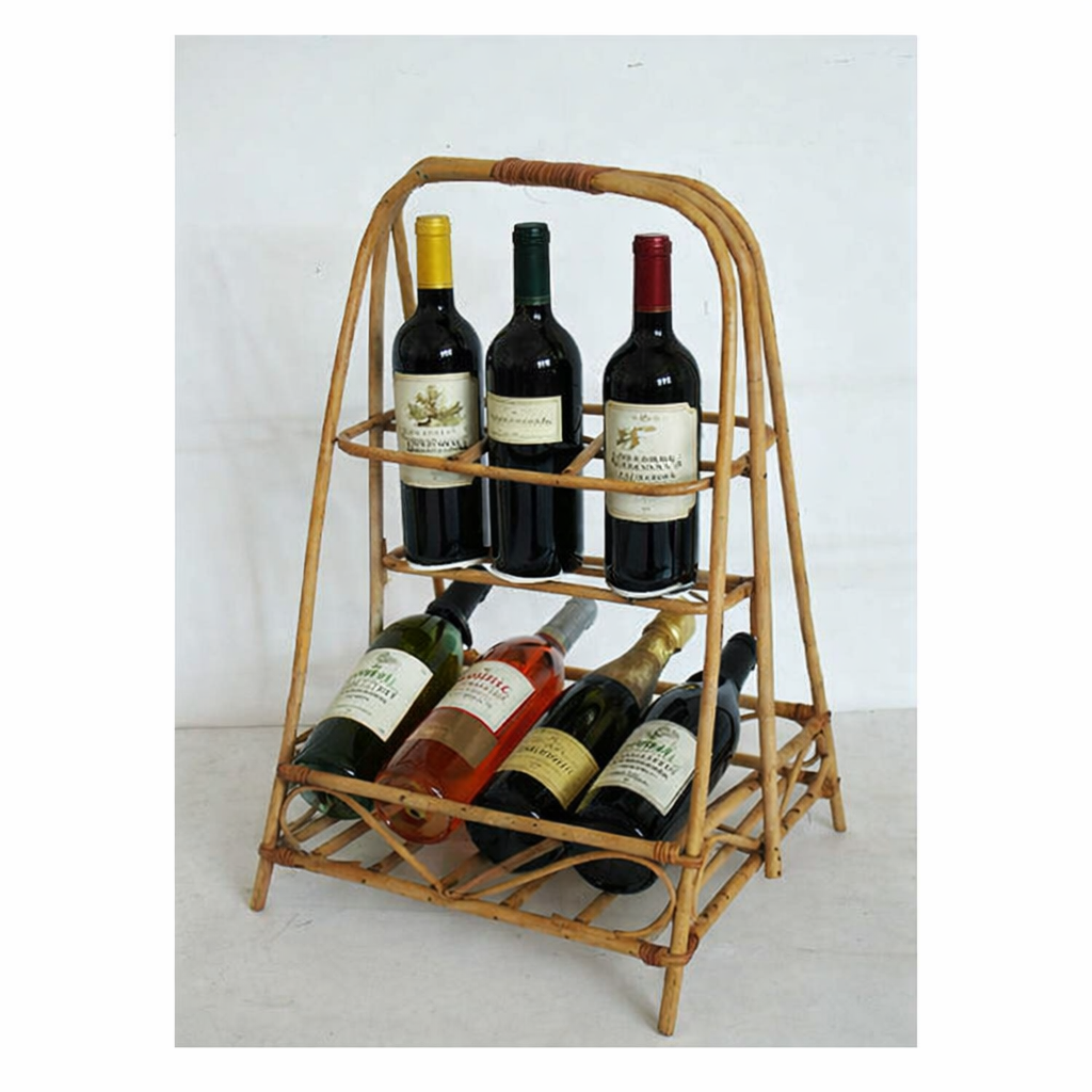 Porte-bouteilles en osier naturel 33x30x 52cm - Beige – Image 2