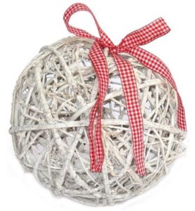 Boule en fibre naturelle avec ruban diamètre 20 cm lot de 4 – Blanc