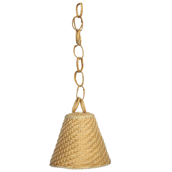 Abat jour en osier 27 cm de diamètre et 24cm de hauteur- chaîne 40cm-coloris naturel sans trou pour câble - Beige